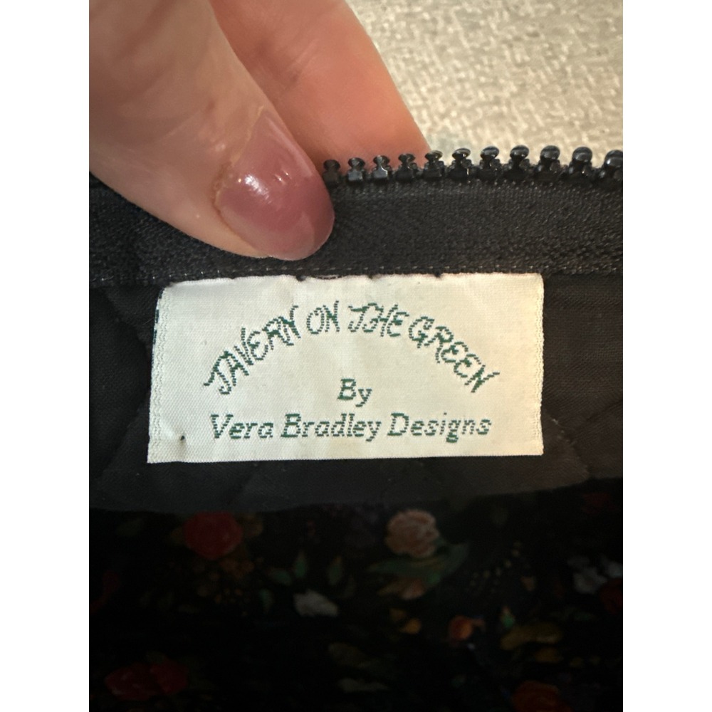 Vera Bradley Tavern on the Green Quilted Tote Bag Unicorn Floral Woodland Black - Picture 3 of 12